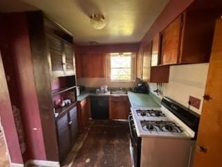 kitchen featuring white gas range