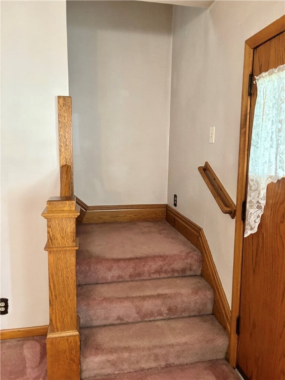 stairway with carpet floors