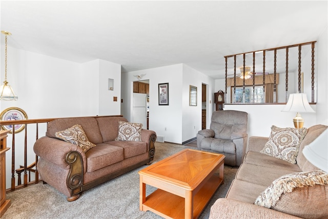 living room with carpet