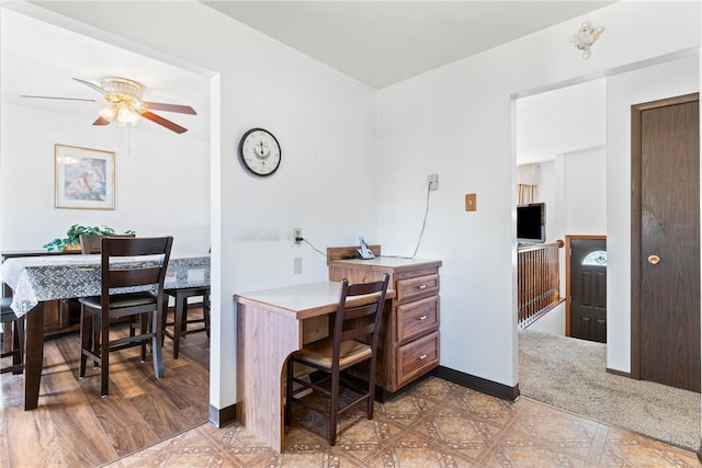 office area featuring ceiling fan