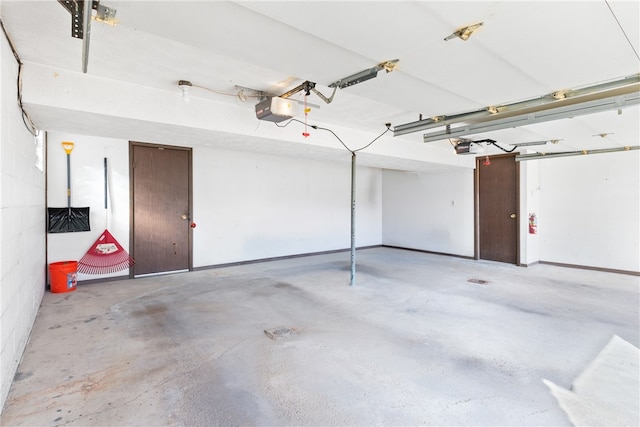 garage with a garage door opener