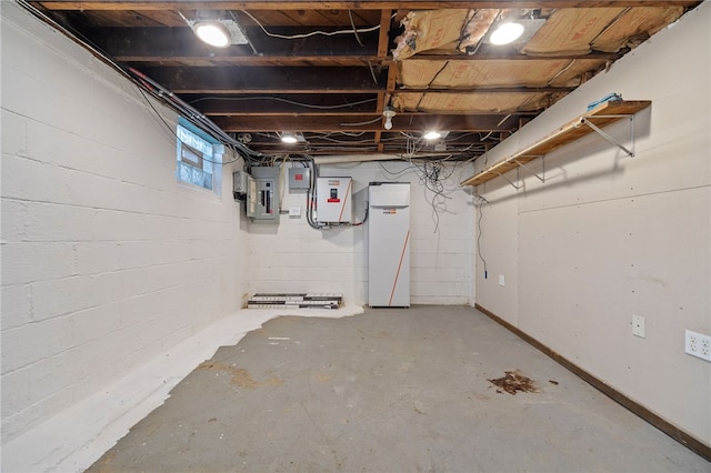 basement with electric panel