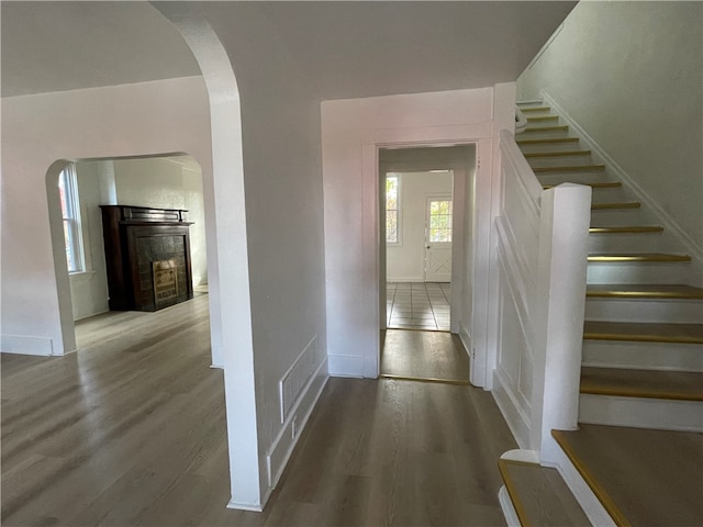 corridor featuring hardwood / wood-style flooring