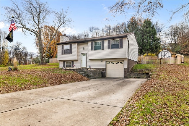 bi-level home with a garage