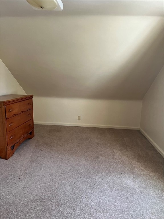 additional living space with carpet floors and vaulted ceiling