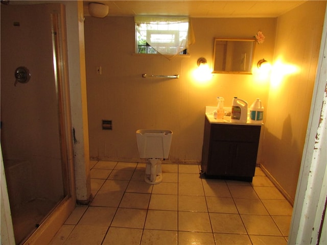 bathroom with tile patterned floors