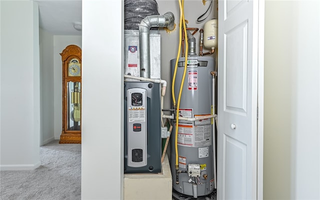 utility room with water heater