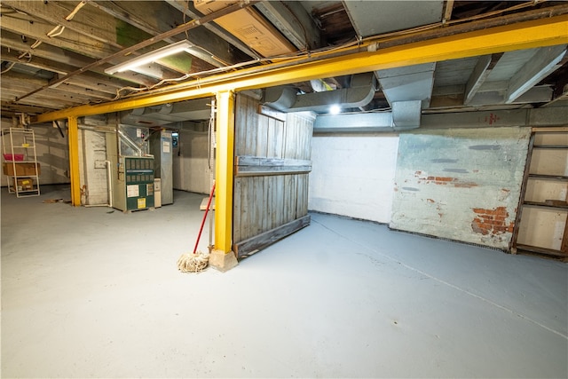 basement with heating unit