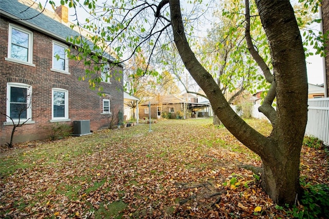 view of yard featuring central AC unit