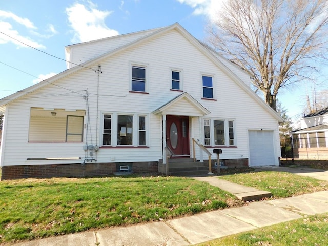 view of front facade featuring a front yard