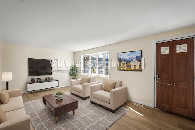 living room featuring hardwood / wood-style flooring