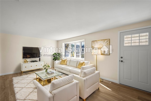 living room featuring hardwood / wood-style flooring