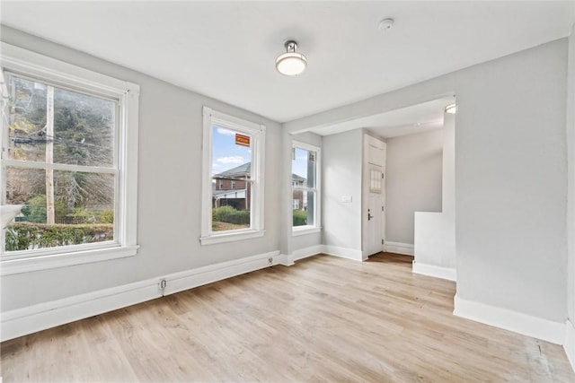 spare room featuring light hardwood / wood-style floors