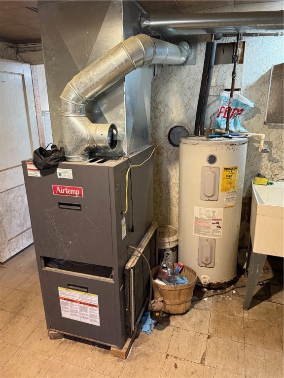 utilities with heating unit and electric water heater