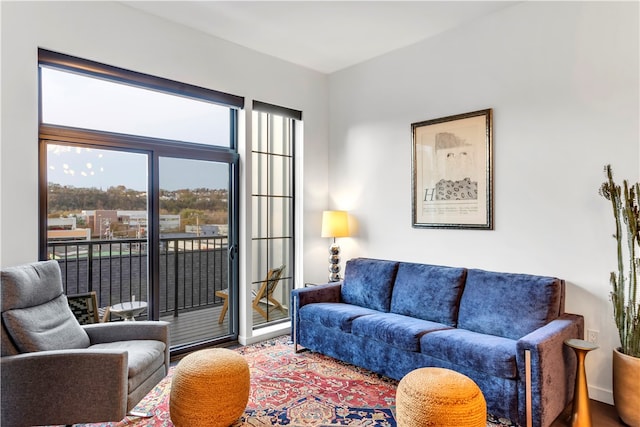 living room featuring hardwood / wood-style flooring