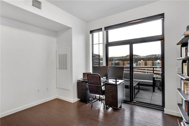 office featuring dark hardwood / wood-style flooring