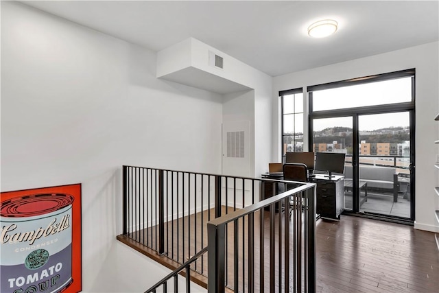 hallway featuring dark hardwood / wood-style floors