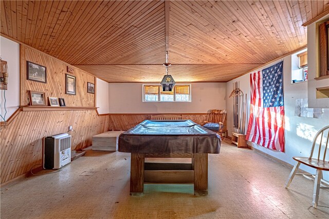 156 Sundust Rd, Nottingham, PA 15330 - rec room featuring wood walls, wooden ceiling, and pool table