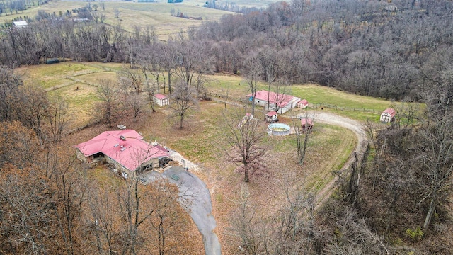 aerial view featuring a rural view