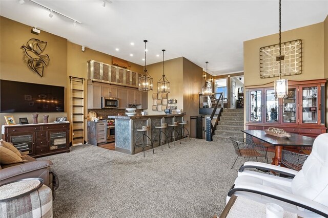 living room featuring carpet floors