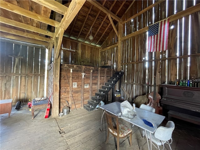 misc room with lofted ceiling