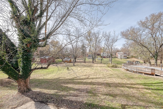 view of yard with a deck