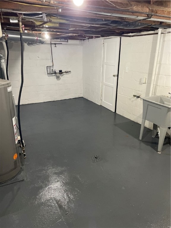 basement with gas water heater