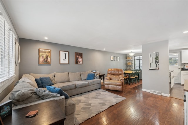 living room featuring hardwood / wood-style flooring