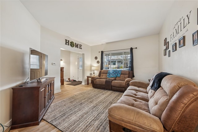 living room with light wood-type flooring