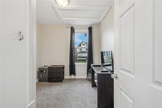 view of carpeted home office