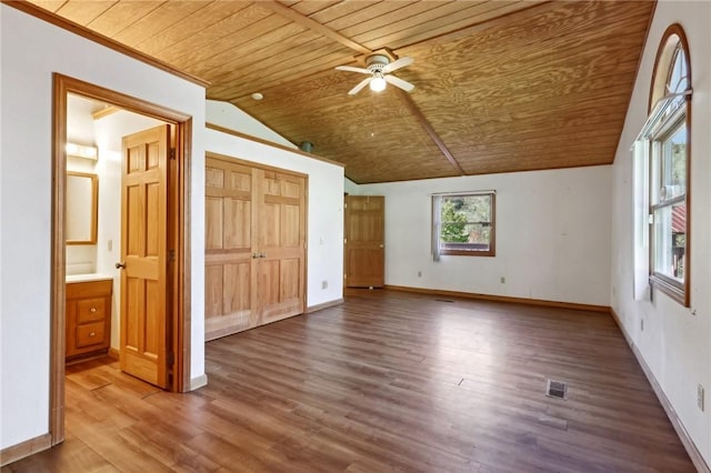 175 Long Woods Rd, Waynsbrg/Frankln Twp, PA 15370 - unfurnished bedroom with wood ceiling, lofted ceiling, wood finished floors, baseboards, and a closet