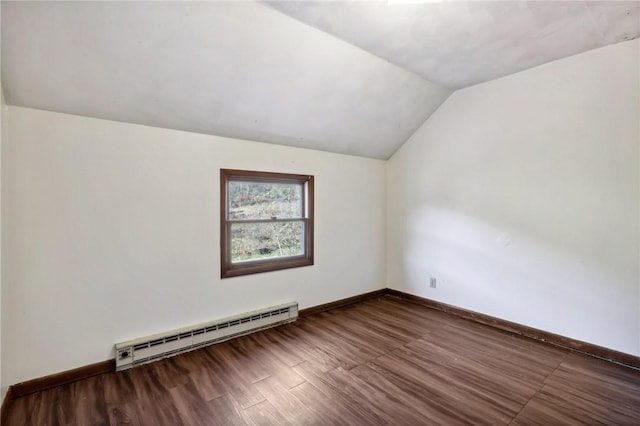 175 Long Woods Rd, Waynsbrg/Frankln Twp, PA 15370 - spare room with a baseboard heating unit, lofted ceiling, baseboards, and wood finished floors