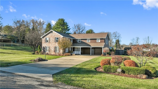 front of property with a front lawn and a garage