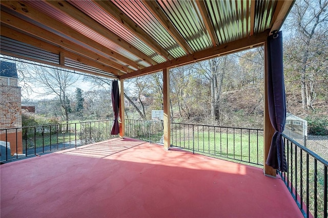 view of unfurnished sunroom