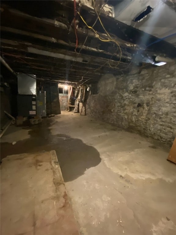 basement with gas water heater