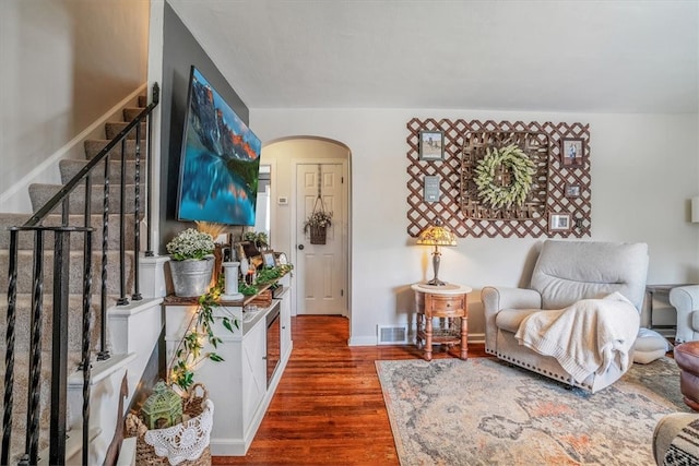 living room with hardwood / wood-style flooring