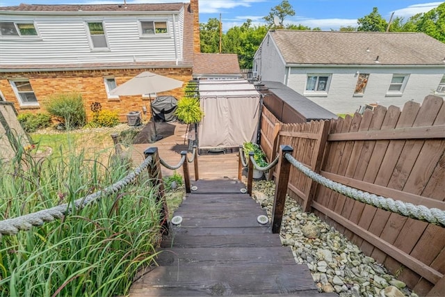 view of yard with a deck