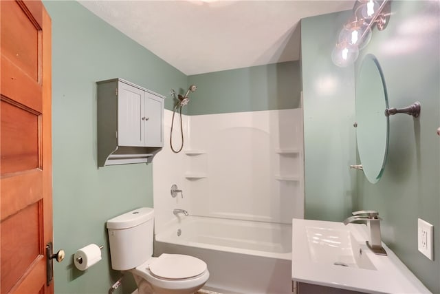 full bathroom with vanity, shower / bathing tub combination, and toilet