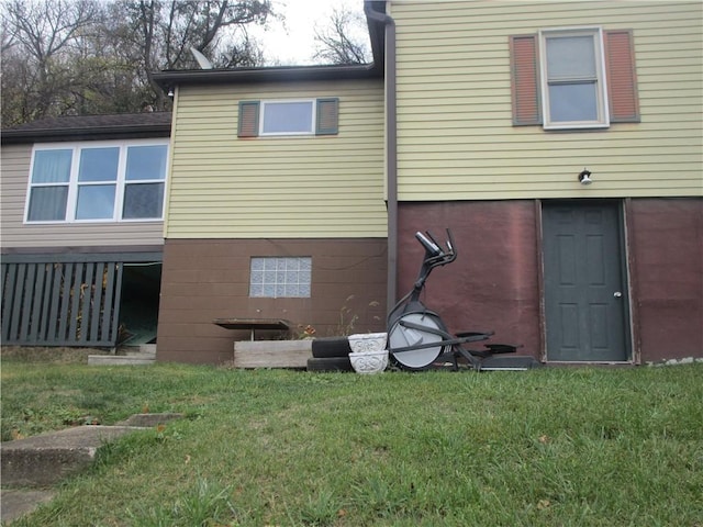 rear view of property with a yard