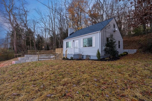 190 Pine Creek Rd, Mccandless, PA 15090 - view of front of house featuring a chimney, a shingled roof, and a front yard