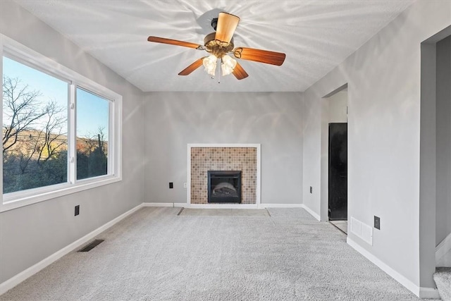 190 Pine Creek Rd, Mccandless, PA 15090 - unfurnished living room with carpet floors, a ceiling fan, and baseboards