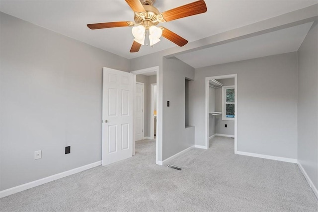 190 Pine Creek Rd, Mccandless, PA 15090 - unfurnished bedroom featuring light colored carpet, baseboards, a spacious closet, and ceiling fan