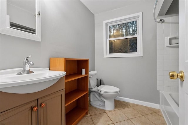 190 Pine Creek Rd, Mccandless, PA 15090 - bathroom with toilet, tile patterned floors, baseboards, shower / bathtub combination, and vanity