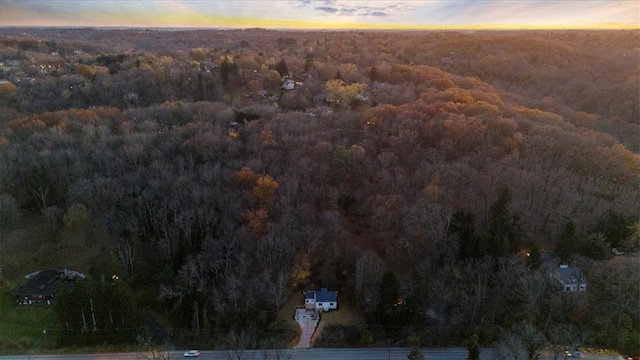 view of aerial view at dusk