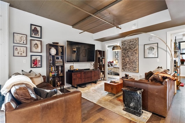 living room with hardwood / wood-style flooring