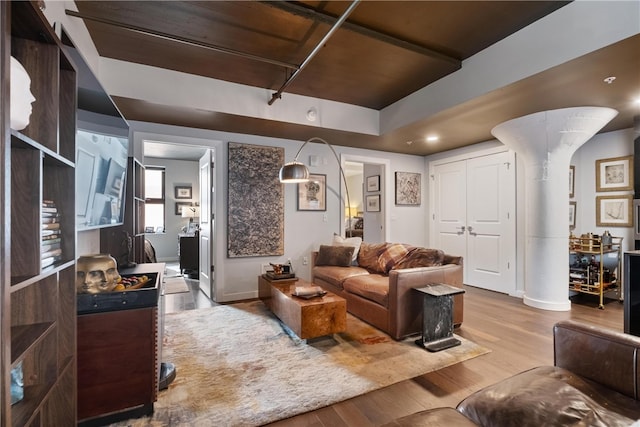 living room featuring light hardwood / wood-style flooring