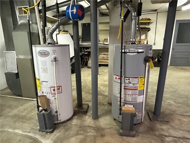 utility room featuring gas water heater