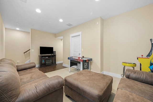 living room with carpet flooring