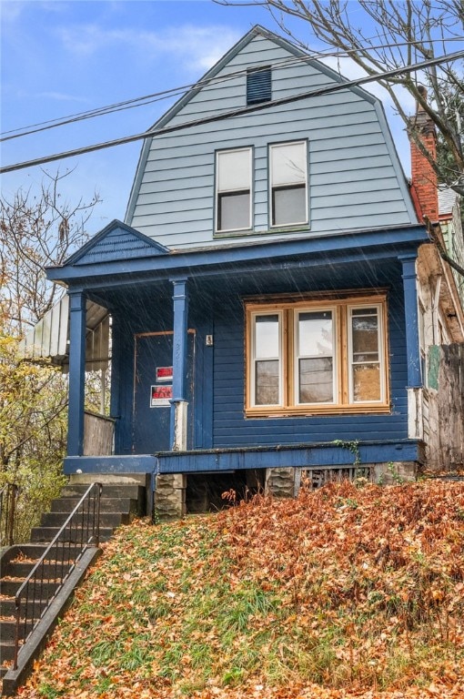 view of front of home with covered porch