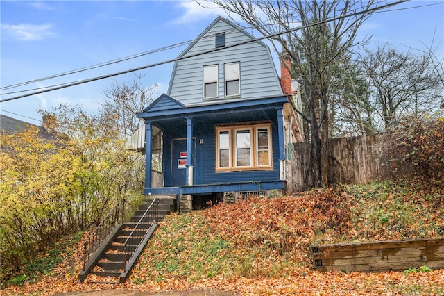 view of front of property featuring a porch